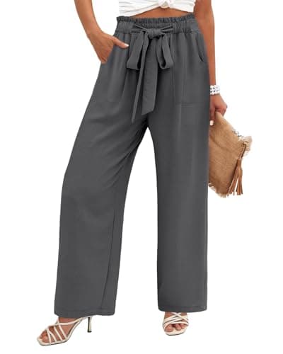 Flowy Women's Wide Leg Pants with Elastic Waist and Pockets, Ideal for Business or Casual Wear