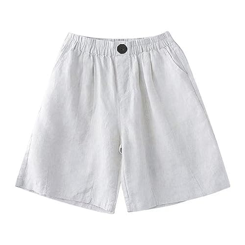 Sktremeuru Women's Trendy Casual Cotton and Linen Yoga Beach Shorts