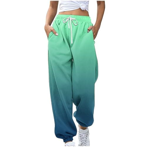 SMIDOW Women's Trendy Fall Gradient High-Waisted Jogger Pants