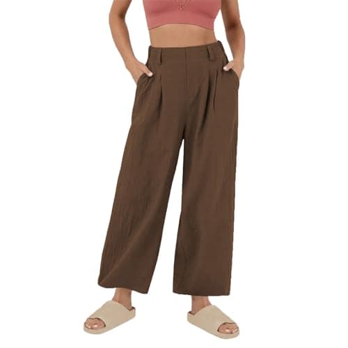 Yxzogd Women's High-Waisted Wide Leg Cotton Pants for Summer Beach Wear