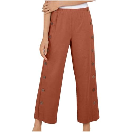Yxzogd Women's High Waisted Wide Leg Cotton Linen Trousers