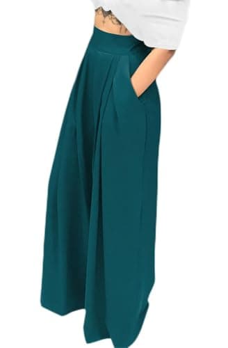 Chatinction Women's High Waist Pleated Polka Dot Printed Wide Leg Pants