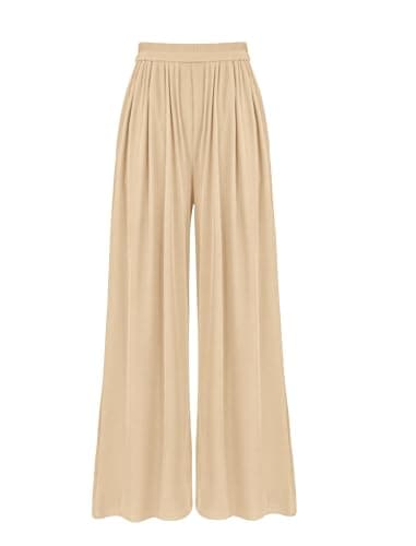 BTFBM Women's Casual Wide Leg Knit Trousers with Pockets