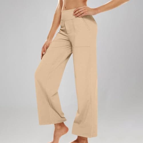 Yxyzogd Wide Leg High Waisted Yoga Pants for Women Tummy Control with Pockets