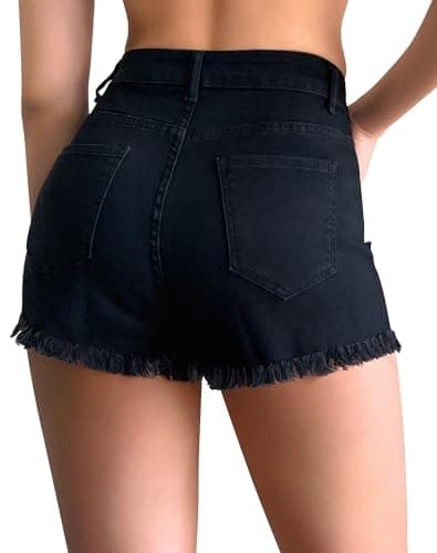 Rosswear Women's Mid Rise Ripped Frayed Casual Jeans Shorts