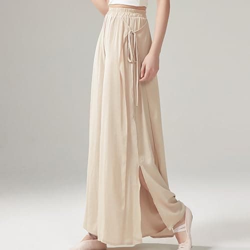 Women's Lightweight Pleated Palazzo Pants High Waisted Flared Trousers