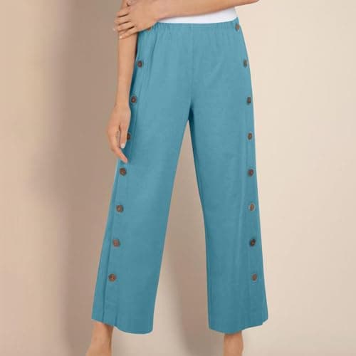 Sktremeuru Women's 2025 Summer High Waist Wide Leg Cotton Linen Pants