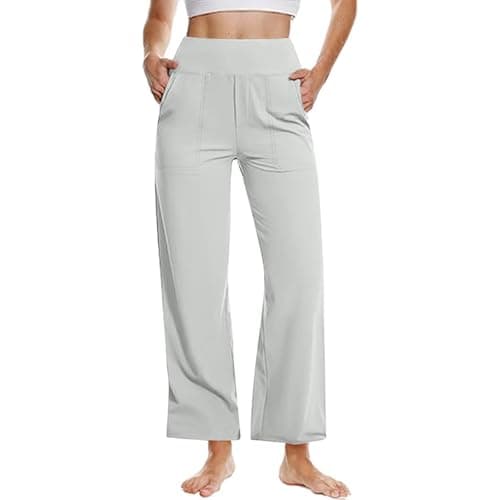 Yxyzogd Wide Leg High Waisted Yoga Pants for Women Tummy Control with Pockets