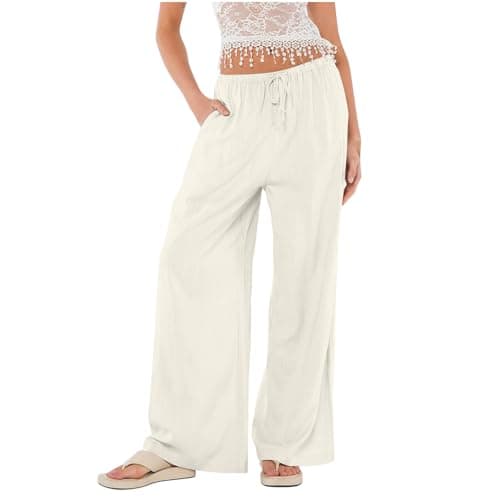 Elegant Women's Linen Palazzo Pants with Pockets
