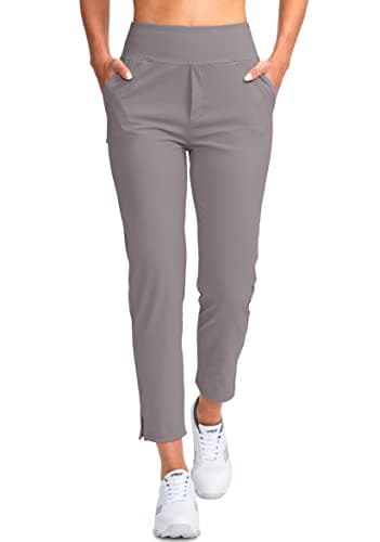 YYV Women's Stretch High Waist Ankle Pants with Pockets for Golf & Casual Business Travel