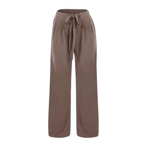PETCDIM Women's Flowy High Waisted Adjustable Tie Palazzo Beach Pants