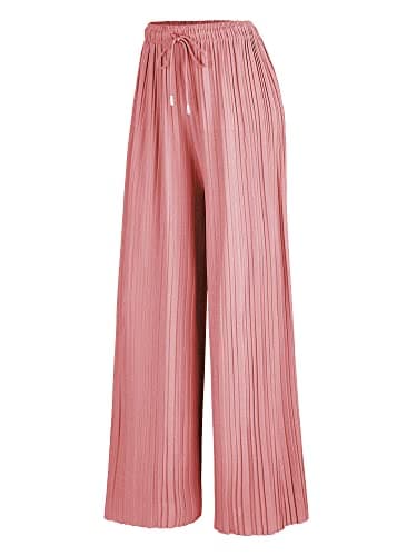 Johnny Women's Pleated Wide Leg Palazzo Pants with Drawstring