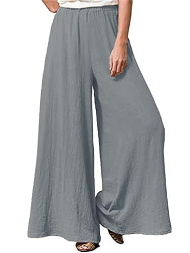 Hisanny Plus Size Wide Leg Linen Pants with Pockets L 5XL