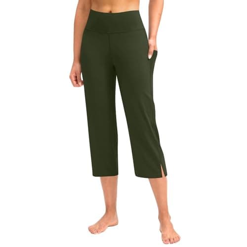 High Waisted Tummy Control Bootcut Capri Pants for Women Yoga Exercise