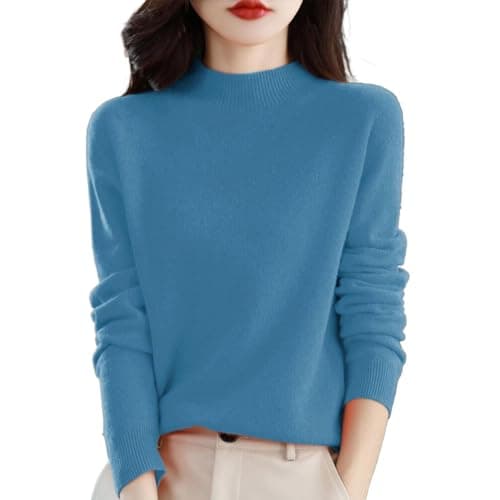 Trendy Women's Lightweight Cashmere Crew Neck Pullover