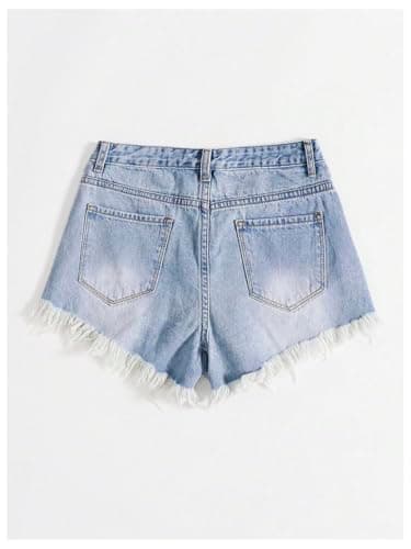 SOLY HUX Women's Ripped Jean Shorts Raw Hem Distressed Denim
