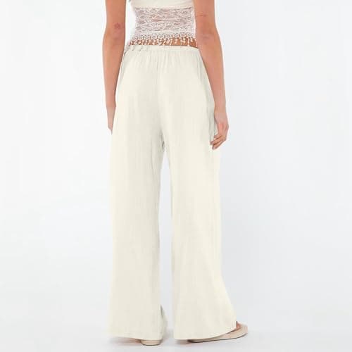 Elegant Women's Linen Palazzo Pants with Pockets