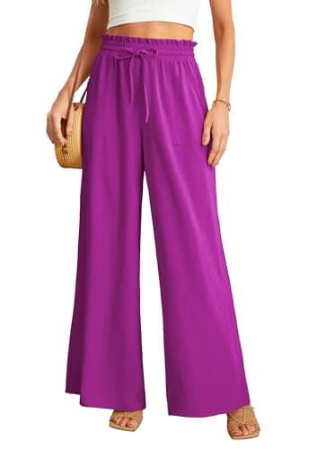 JINKESI Women's High-Waist Wide Leg Loose Pants with Adjustable Ties