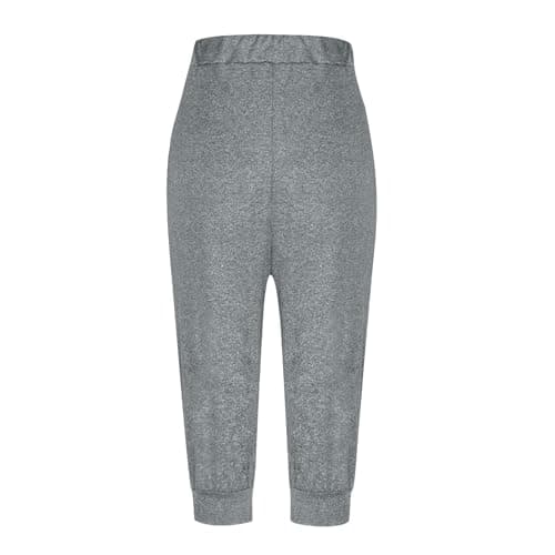 2024 Summer High Waisted Drawstring Capri Pants for Women Elastic Polyester