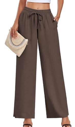 YVH Women's Casual Loose Fit Palazzo Pants with Pockets Elastic Waist