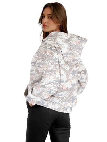 Peassa Women's Camo Oversized Hoodie Sweatshirt with Tree Leaf Graphic