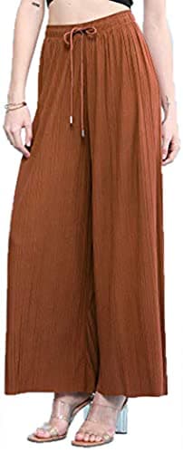 Johnny Women's Pleated Wide Leg Palazzo Pants with Drawstring
