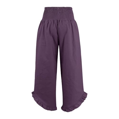 Oversize Smocked Waist Wide Leg Linen Boho Pant