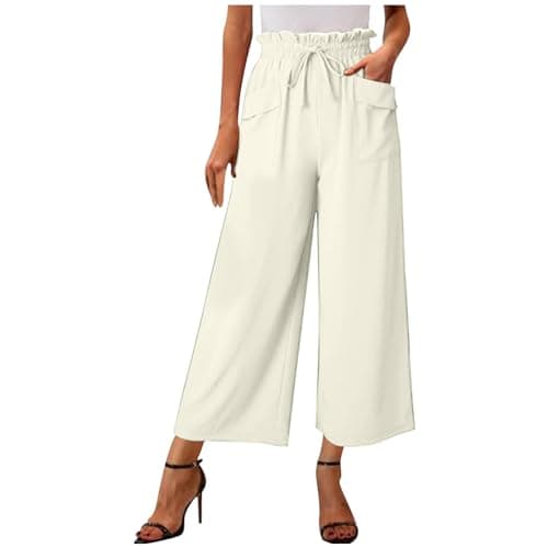 2024 Summer High-Waisted Wide Leg Linen Pant with Big Side Pockets