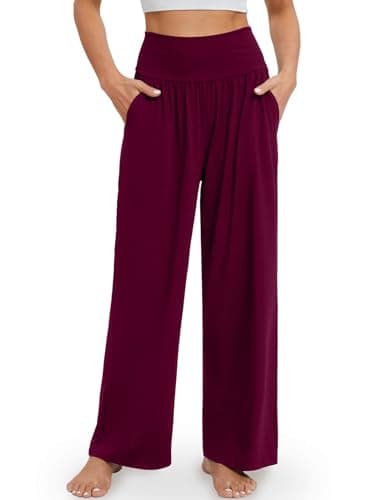 Gracyoga Wide Leg High Waisted Flowy Yoga Pants for Women