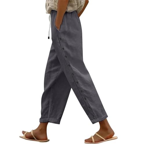 Boho Striped Linen Pants for Women Summer Casual Beach