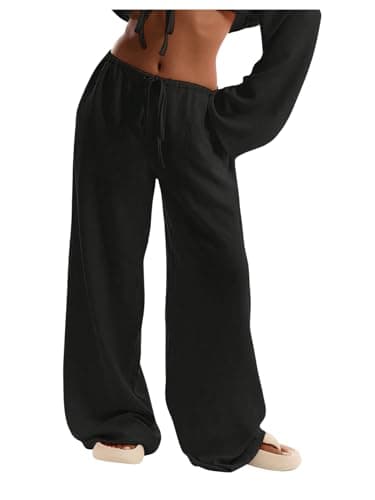 RoseSeek Women's Wide Leg Drawstring Beach Pants Cover Up Swimsuit
