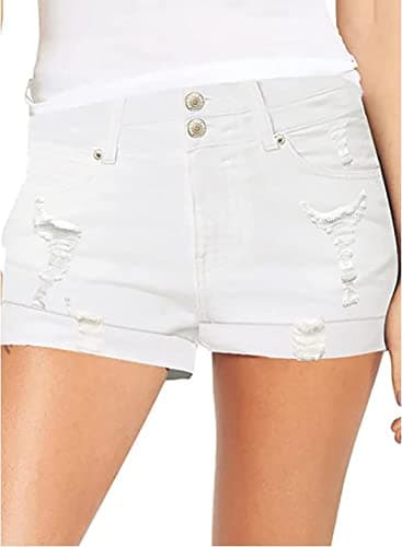 Necooer Women's Casual Mid-Waist Stretch Denim Shorts