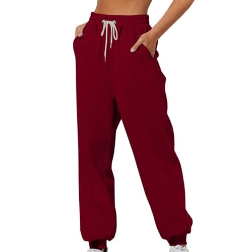 Womens High Waisted Cinch Bottom Fleece Sweatpants Casual Joggers