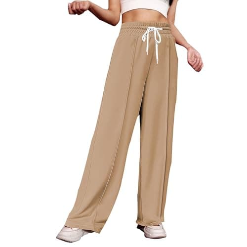 Yxzogd Women's Wide Leg High-Waisted Elastic Sweatpants Spring Casual Trousers