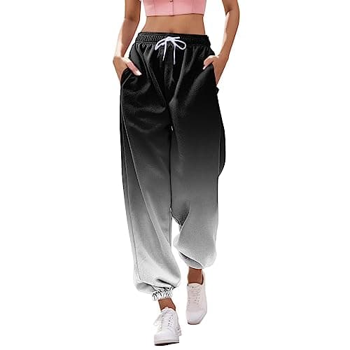 Y2K Aesthetic Women's High-Waisted Cinch Bottom Sweatpants with Pockets