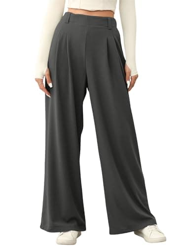 EVALESS Women's High Waisted Wide Leg Waffle Knit Palazzo Pants with Pockets
