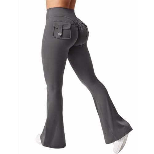 Women's High Waist Flare Yoga Pants with Pockets & Tummy Control