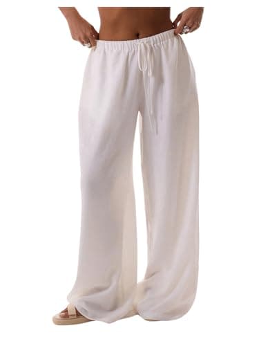 RoseSeek Women's Wide Leg Drawstring Beach Pants Cover Up Swimsuit