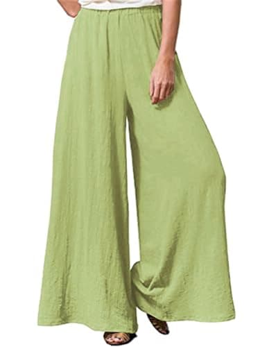 Hisanny Plus Size Wide Leg Linen Pants with Pockets L 5XL
