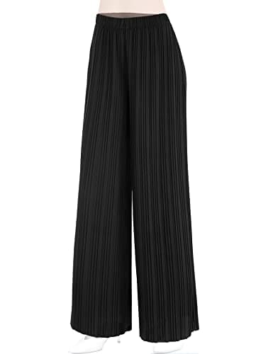 Johnny Women's Pleated Wide Leg Palazzo Pants with Drawstring