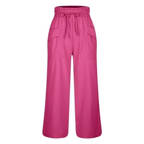 2024 Summer High-Waisted Wide Leg Linen Pant with Big Side Pockets