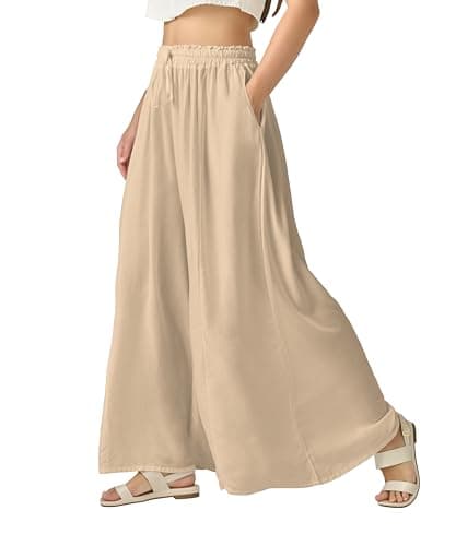 Joob Joob High Waist Flowy Elastic Leg Pants for Women with Pockets