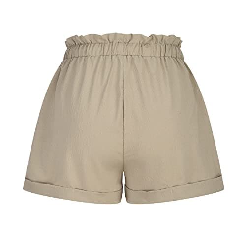 Sktremeuru Women's Cotton Linen Paperbag Shorts Elastic Waist DrawstringComfort Summer Pants