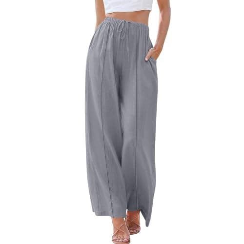 Yxzogd Women's High Waisted Flowy Palazzo Pants with Pockets