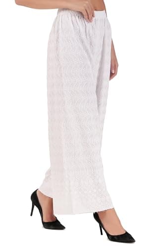 Elegant Ladyline Rayon Embroidered Palazzo Pant with Elastic Closure
