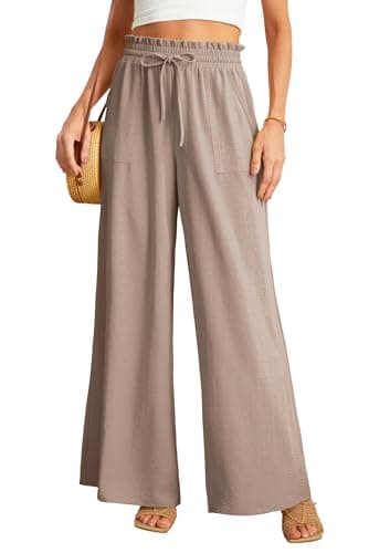 JINKESI Women's High-Waist Wide Leg Loose Pants with Adjustable Ties