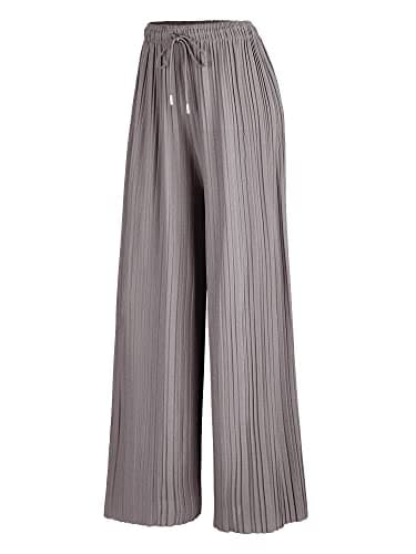 Johnny Women's Pleated Wide Leg Palazzo Pants with Drawstring