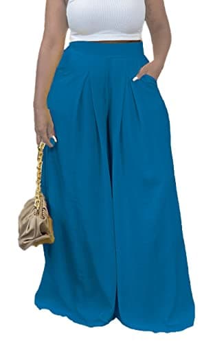 Miiyana Plus Size High Waisted Wide Leg Palazzo Trousers