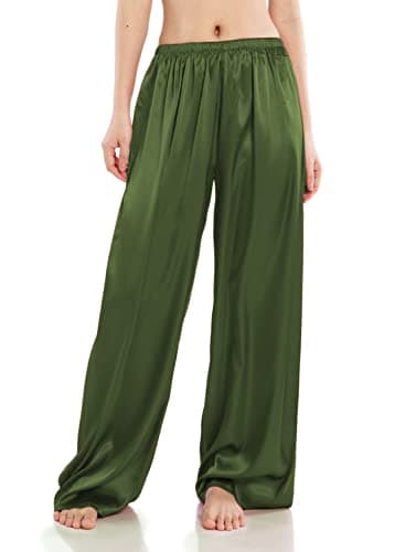 Wantschun Women's Wide Leg Satin Silk Pajama Pants