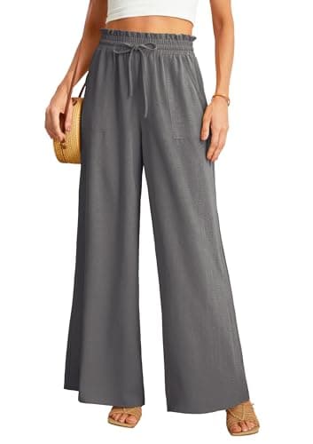 JINKESI Women's High-Waist Wide Leg Loose Pants with Adjustable Ties